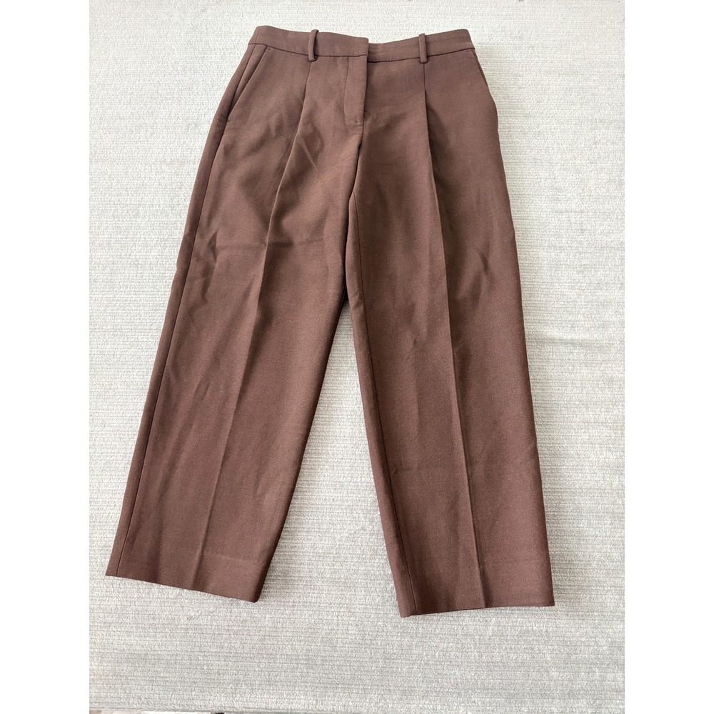 Banana Republic Trouser Pants Women 6 Peteite Straight High Rise Chocolate Brown